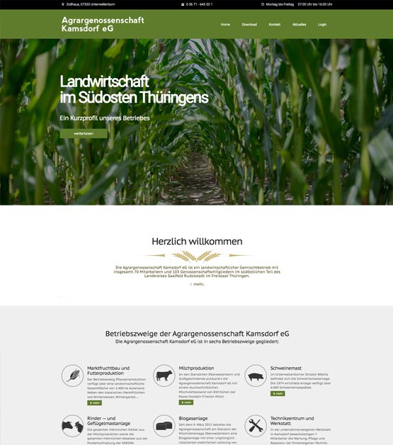 webdesign für Agrarbetrieb Kamsdorf