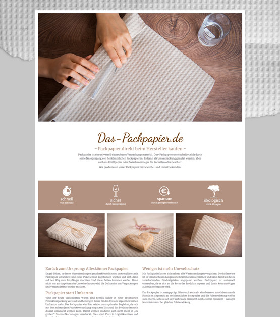 webdesign für packpapier